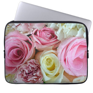 Rosa och vit ros tryckt laptop sleeve