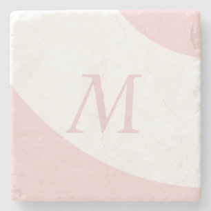 Rosa och vit rullgardinsdesign, Monogram Brev Underlägg Sten