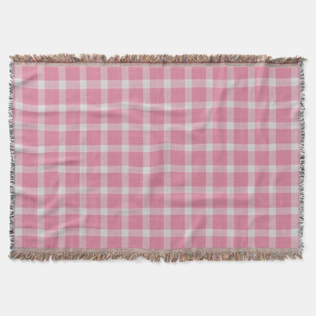 Rosa och vit rutig mönster filt (Framsidan)