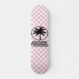 Rosa och vit rutig mönster skateboard