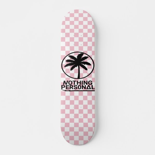 Rosa och vit rutig mönster skateboard (Framsida)