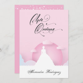 Rosa och vit Silhouette med Måne Quinceanera