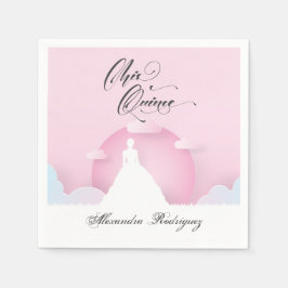 Rosa och vit Silhouette med Måne Quinceanera Pappersservett