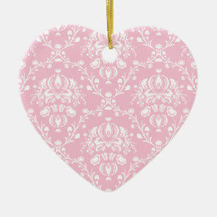 Rosa och vit skugga julgransprydnad keramik