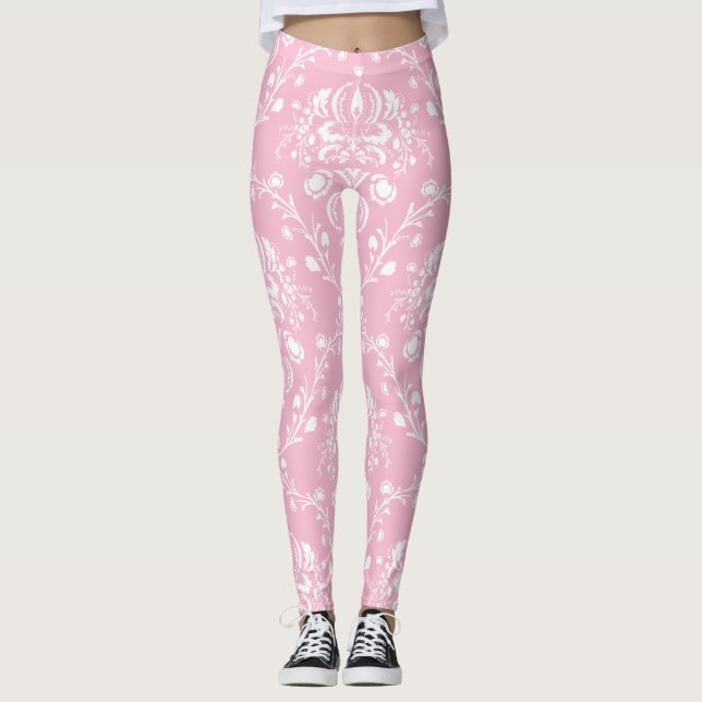 Rosa och vit skugga leggings (Framsida)