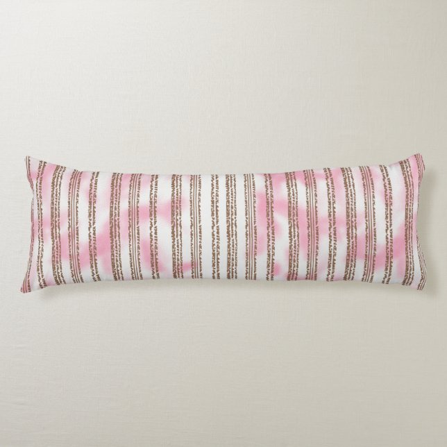 rosa och vit strimlad bakgrund kroppskudde (Framsidan)