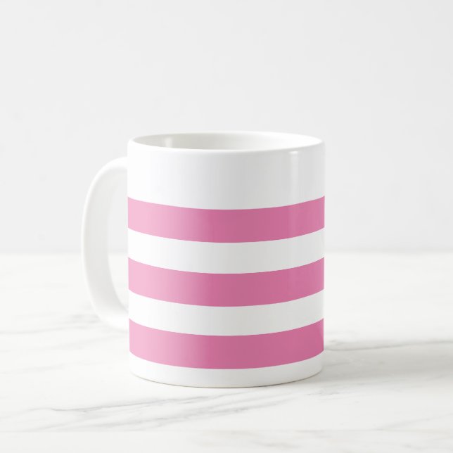 Rosa och vit stripe Mugg (Framsida vänster)