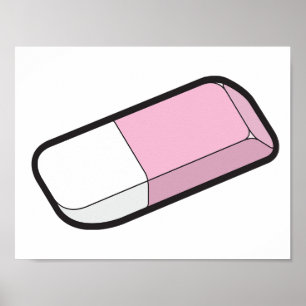 Rosa och vit suddgummi poster