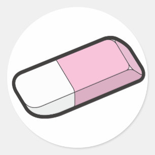 Rosa och vit suddgummi runt klistermärke