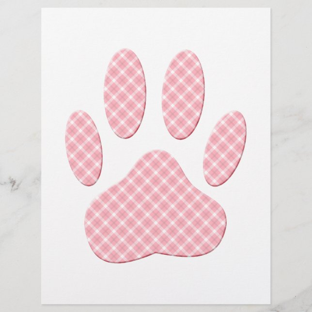 Rosa och vit Tartan Hund Paw Skriv ut (Framsida)