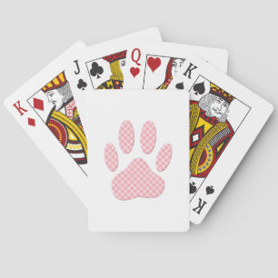 Rosa och vit Tartan Hund Paw Skriv ut Casinokort