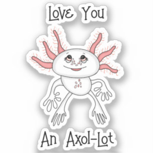 Rosa och vit Tecknad Axolotl Klistermärken