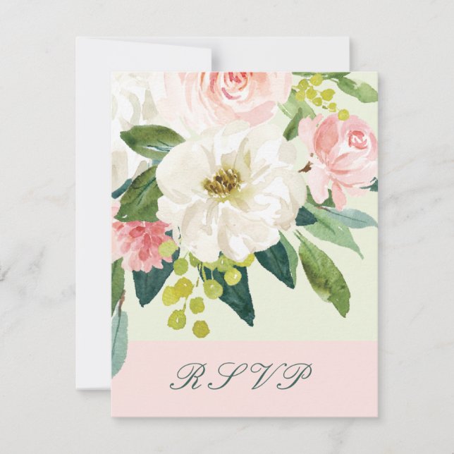 Rosa och vit vattenfärg Blommigt Bröllop OSA Kort (Framsida)