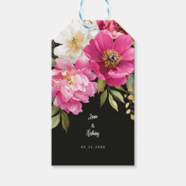 Rosa och vit vattenfärg Peony Blommigt Bröllop Presentetikett