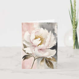 Rosa och vit vattenfärg Peony Mors dag Helgkort