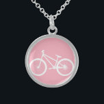 Rosa och vit Vintage Cycle Necklace Sterling Silver Halsband<br><div class="desc">Rosa och vit Vintage Cycle Neskel En vit vintage cykel mot rosa bakgrund. Det är underbart,  sött och feminin. Det är perfekt för alla som vill cykla eller någon som kärlek utomhus.</div>