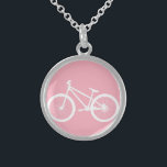 Rosa och vit Vintage Cycle Necklace Sterling Silver Halsband<br><div class="desc">Rosa och vit Vintage Cycle Neskel En vit vintage cykel mot rosa bakgrund. Det är underbart,  sött och feminin. Det är perfekt för alla som vill cykla eller någon som kärlek utomhus.</div>
