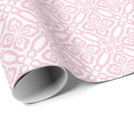 Rosa och vit Vintage, italienska Tile Mönster Presentpapper