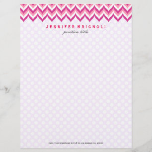 Rosa och vit Zigzag Chevron Mönster Brevhuvud