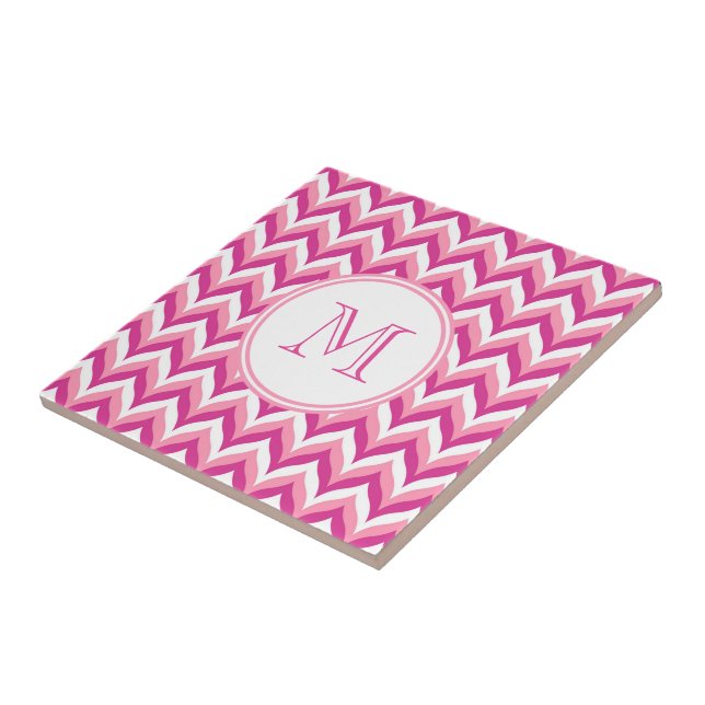 Rosa och vit Zigzag Chevron Mönster Kakelplatta (Sidan)