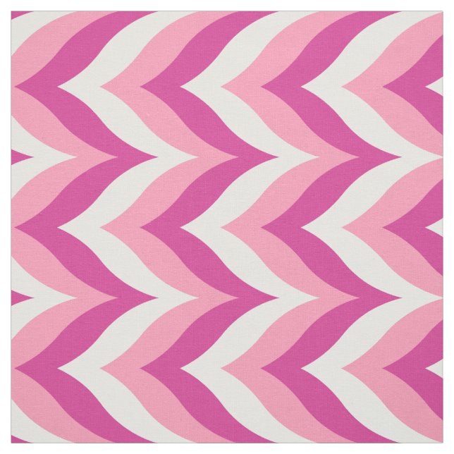 Rosa och vit Zigzag Chevron Mönster Tyg (Provkarta)