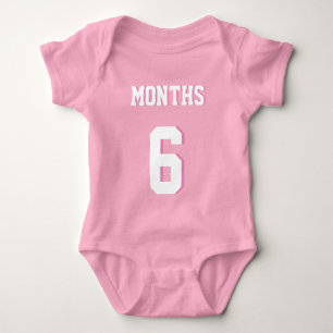 Rosa och vita Baby Idrottsdesign Tee Shirt