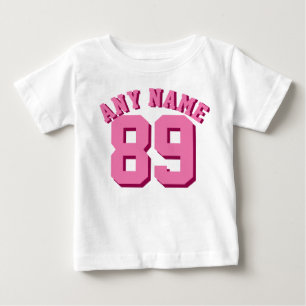 Rosa och vita Baby Idrottsedel Jersey T-shirt
