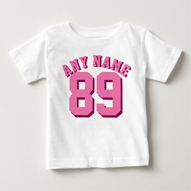Rosa och vita Baby | Idrottsedel Jersey Tee (Framsida)