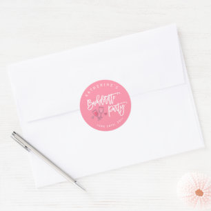 Rosa och vita Bachelorette-partistift Runt Klistermärke