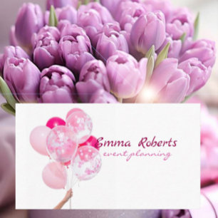 Rosa och vita ballonger Modern Affärskort Visitkort