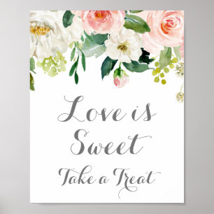 Rosa och Vita blomman Kärlek är Poster av söttecke