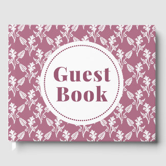 Rosa och Vita Blommönstret Guest Bok