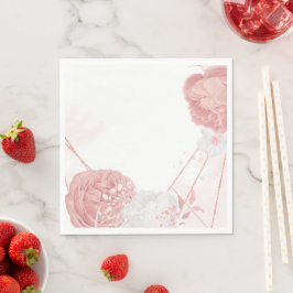 rosa och vita blommor, botaniska bröllop blöjor pappersservett