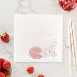 rosa och vita blommor botaniska bröllop pappersservett