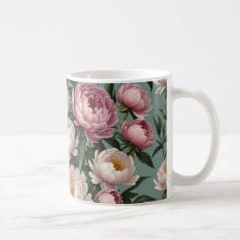 Rosa och vita blommor från Peony Kaffemugg