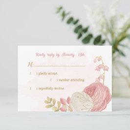 rosa och vita blommor guld botaniska OSA kort