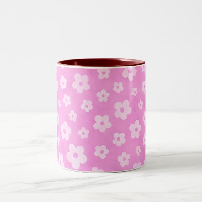Rosa och vita blommor kaffe och te mugg (Center)