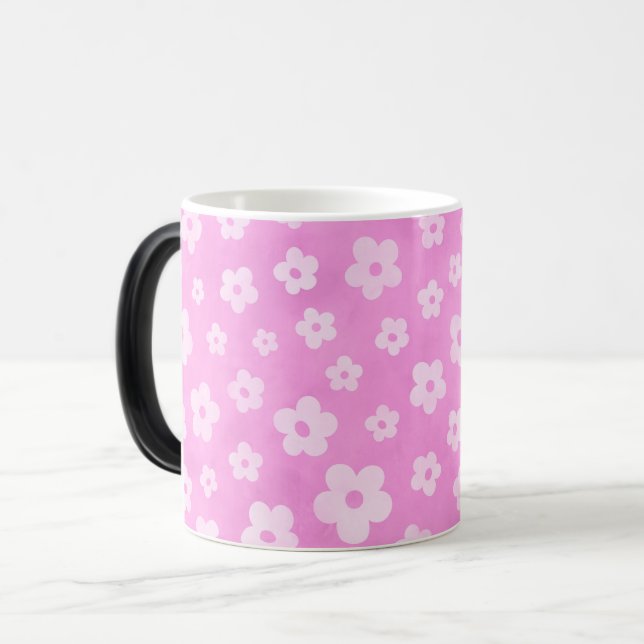 Rosa och vita blommor kaffe och te mugg (Framsida vänster)
