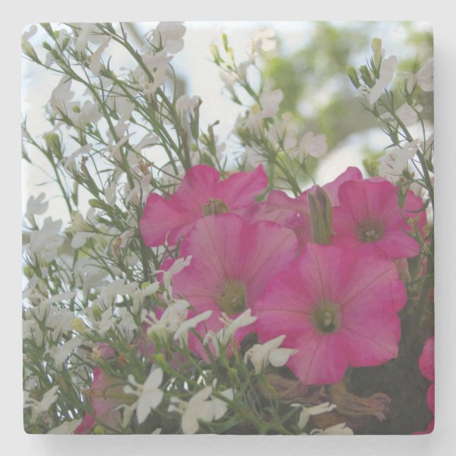 Rosa och vita blommor - Martha's Vineyard Stenunderlägg (Framsidan)