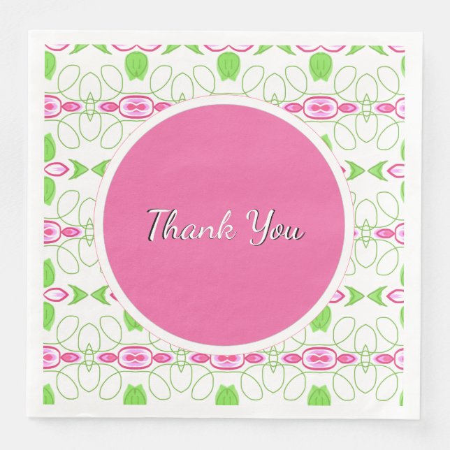 Rosa och Vita Bröllop Pappersservett (Framsida)