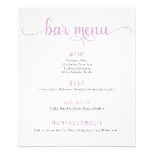 Rosa och Vita Bröllop Pub Menu Poster