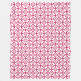 Rosa och vita cirklar, petaler, diamanter mönster fleecefilt