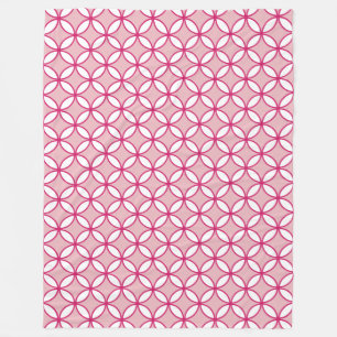 Rosa och vita cirklar, petaler, diamanter mönster fleecefilt
