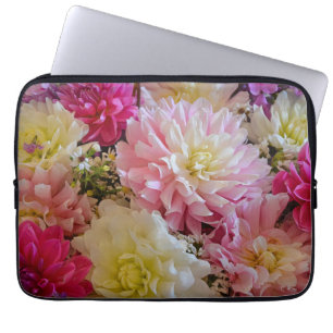 Rosa och vita dahlia-blommor laptop fodral