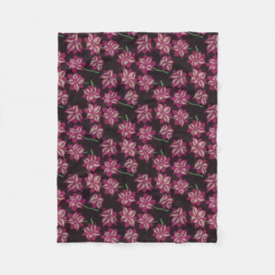 Rosa och Vita Dahlia Mönster Fleecefilt