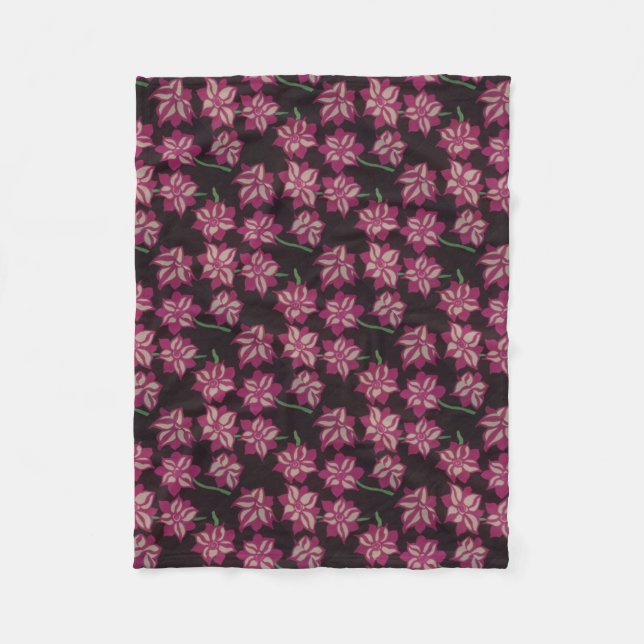 Rosa och Vita Dahlia Mönster Fleecefilt (Framsidan)