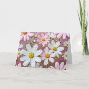Rosa och vita Daisy Födelsedag Kort