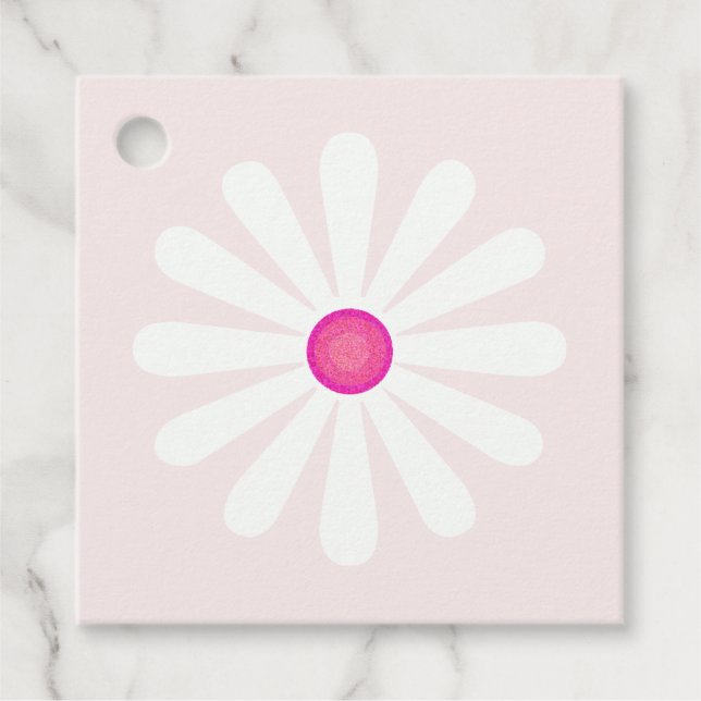 Rosa och vita daisy gåvor etiketter (Framsida)