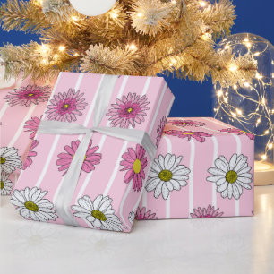 Rosa och vita Daisy Wildblomma Stollig Presentpapper
