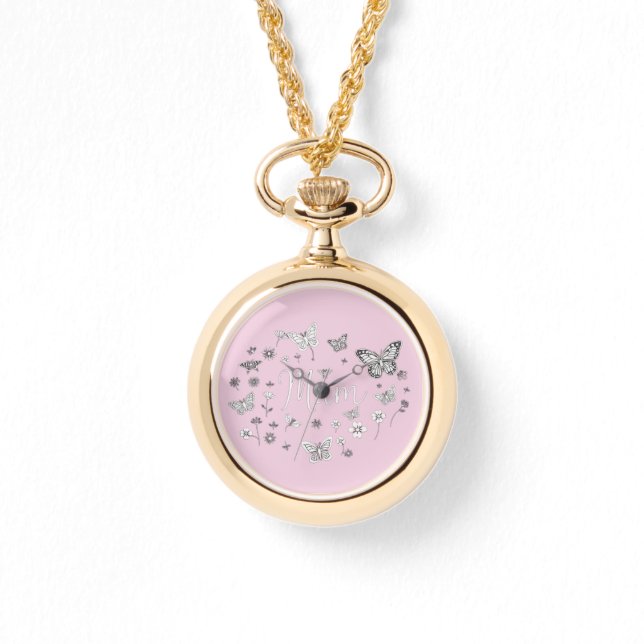 Rosa och vita damer till mors dag armbandsur (Framsida)